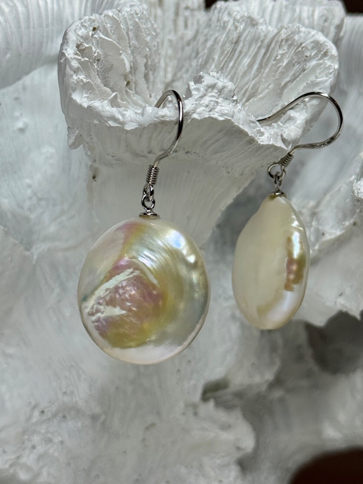 925 Sterling Silver Fresh Water Pearl Earrings Length 1.8 Inch
