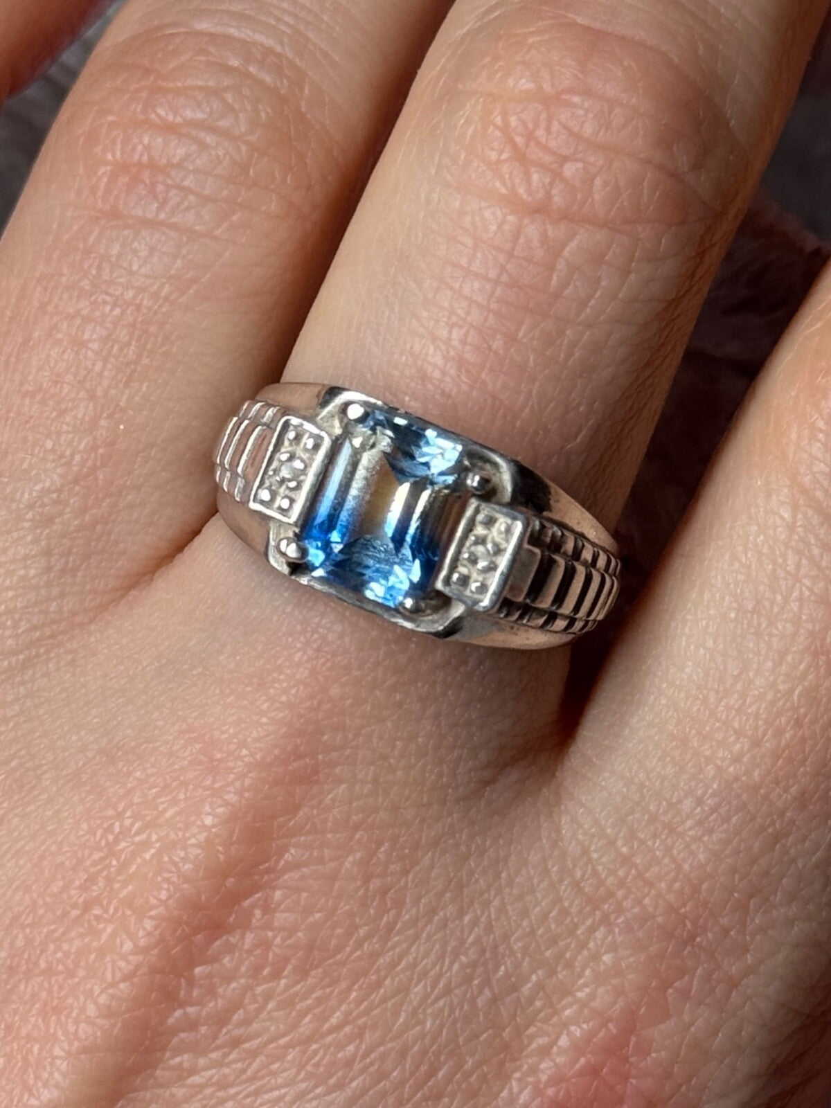 925 Sterling Silver Spinel Men'S Ring Size 8.5