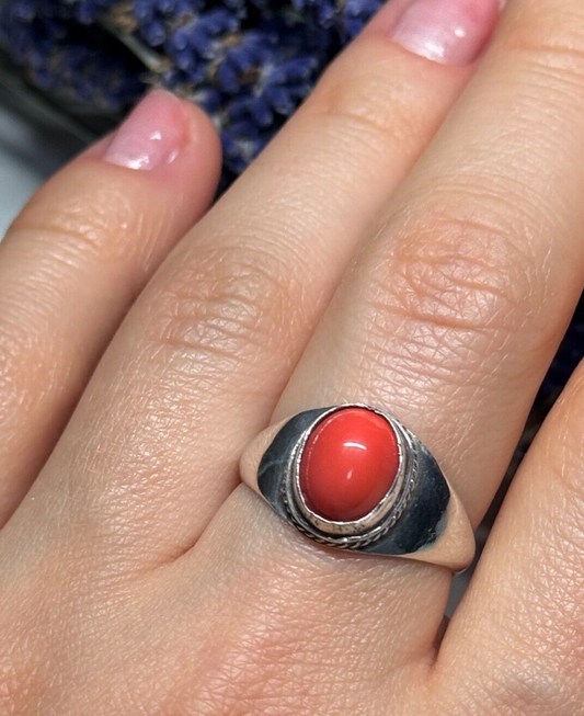 925 Sterling Silver Agate Ring Size 8.5