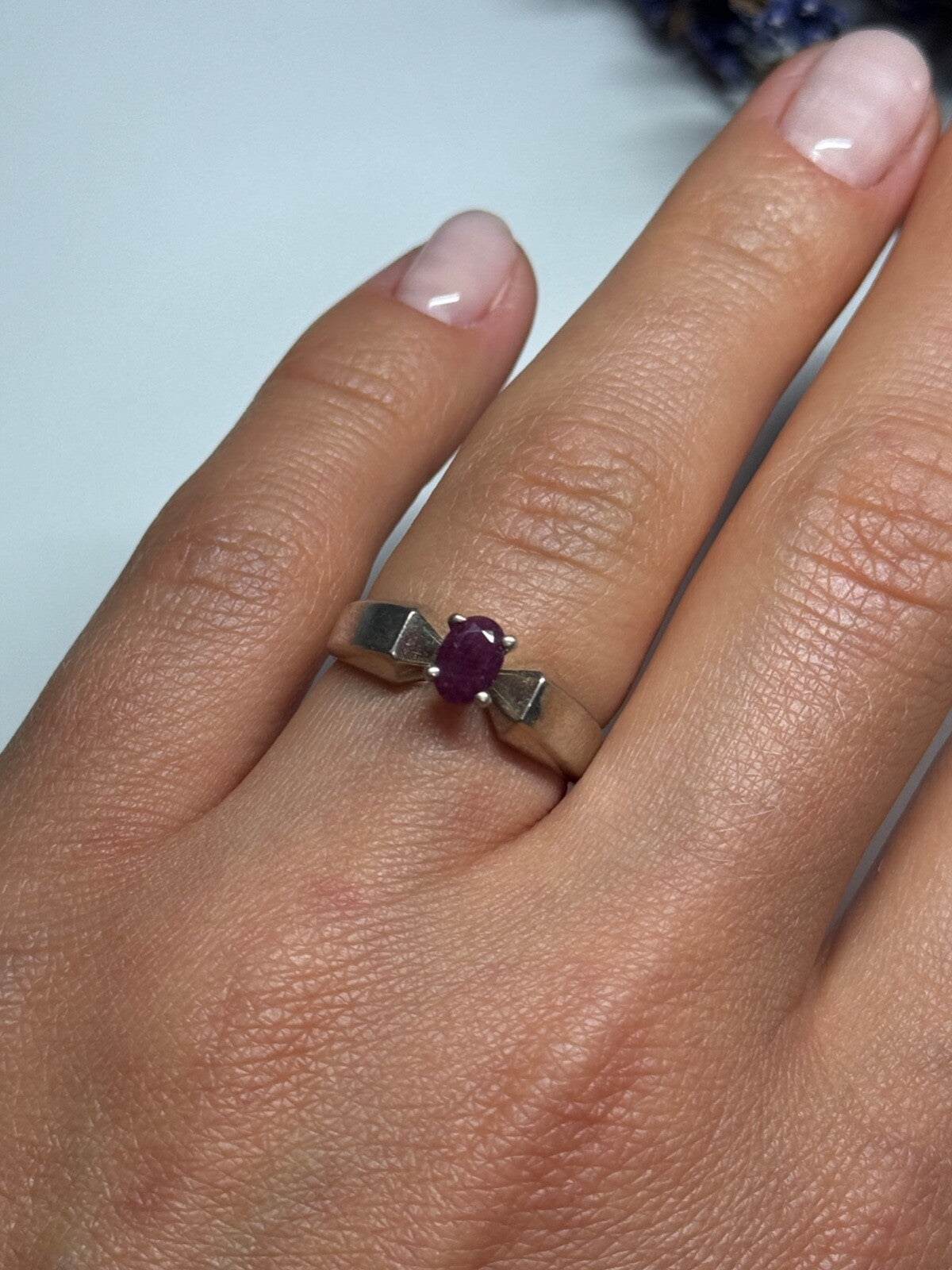 925 Sterling Silver Ruby Ring Size 6