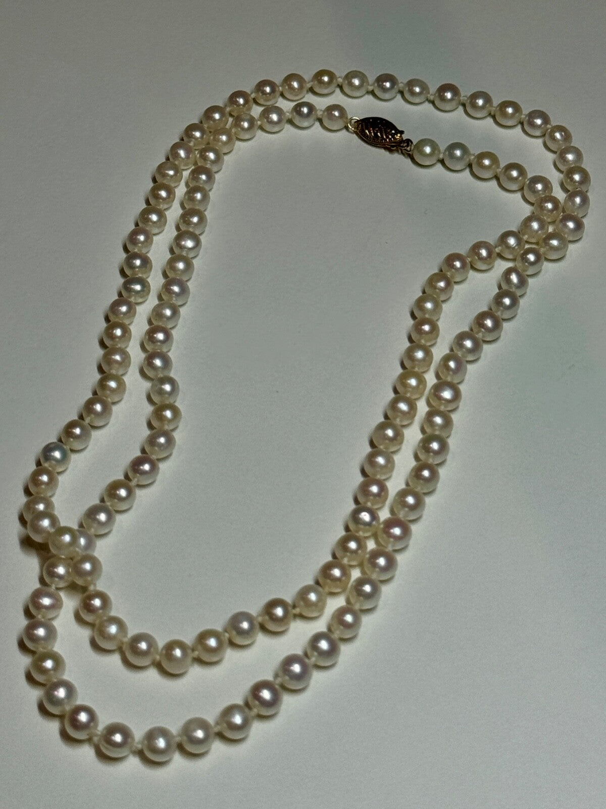 14K Yellow Gold Freshwater Pearl Necklace Length 30 Inch