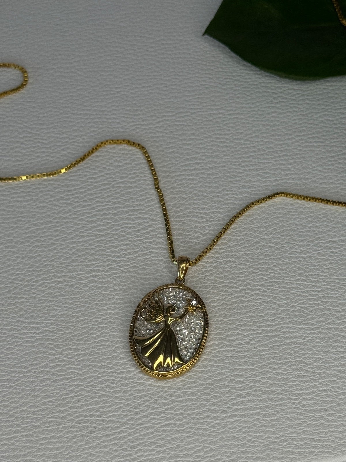925 Sterling Silver Gold Plated Angel Cz Necklace Length 19.5 Inch