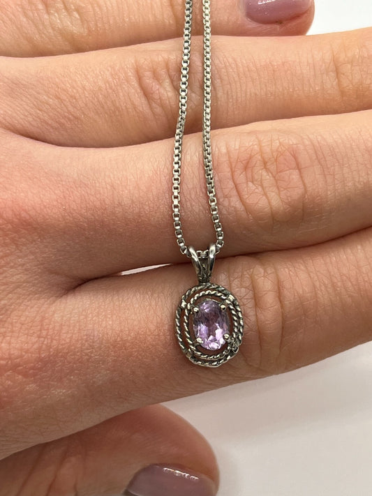 925 Sterling Silver  Amethyst Necklace Pendant