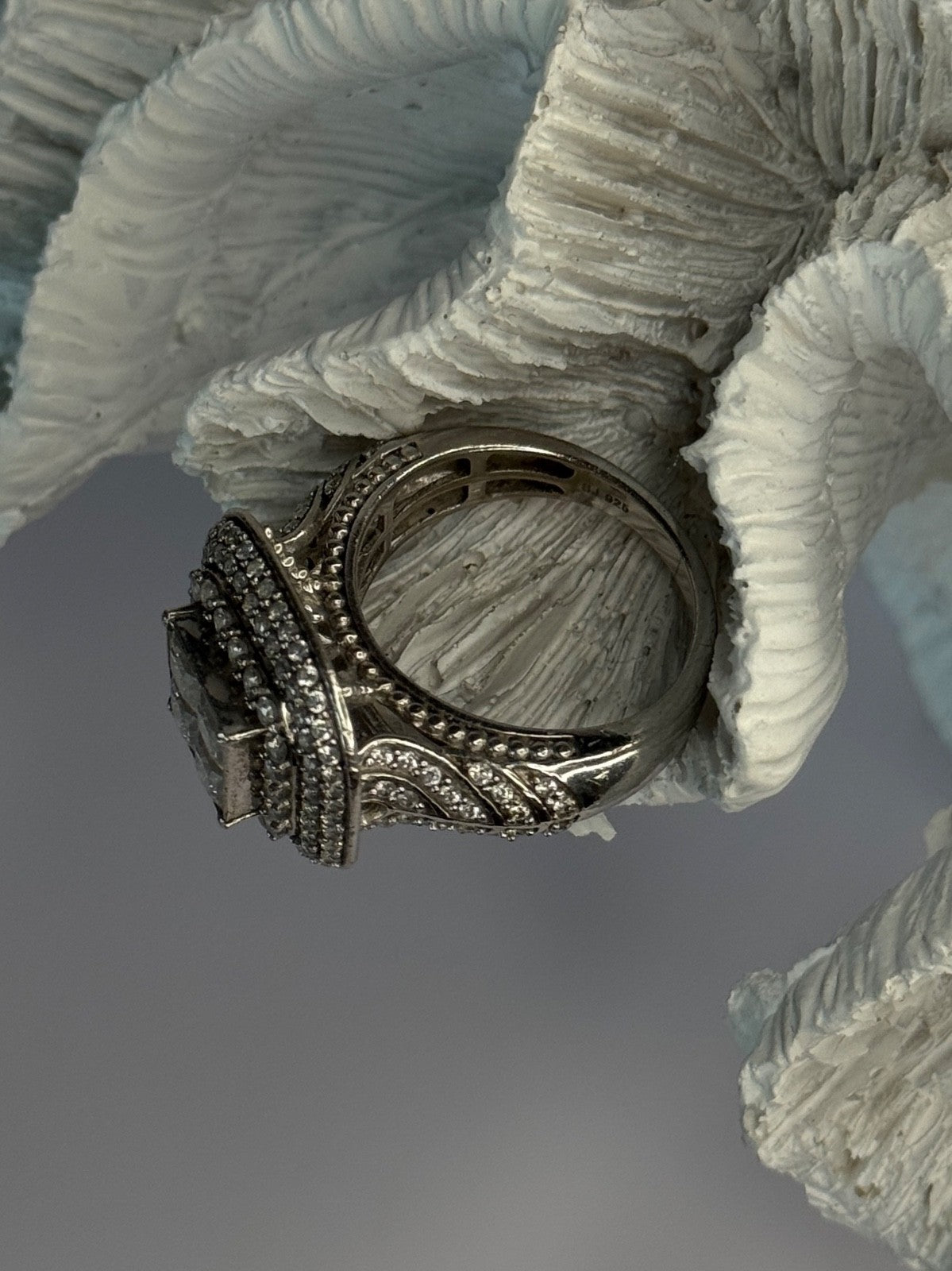 925 Sterling Silver White Tourmaline Ring Size 9