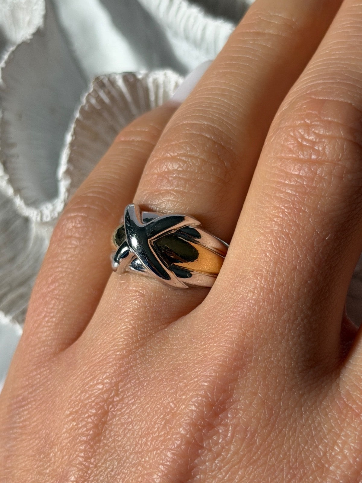 925 Sterling Silver Gold Plated Part Ring Size 7