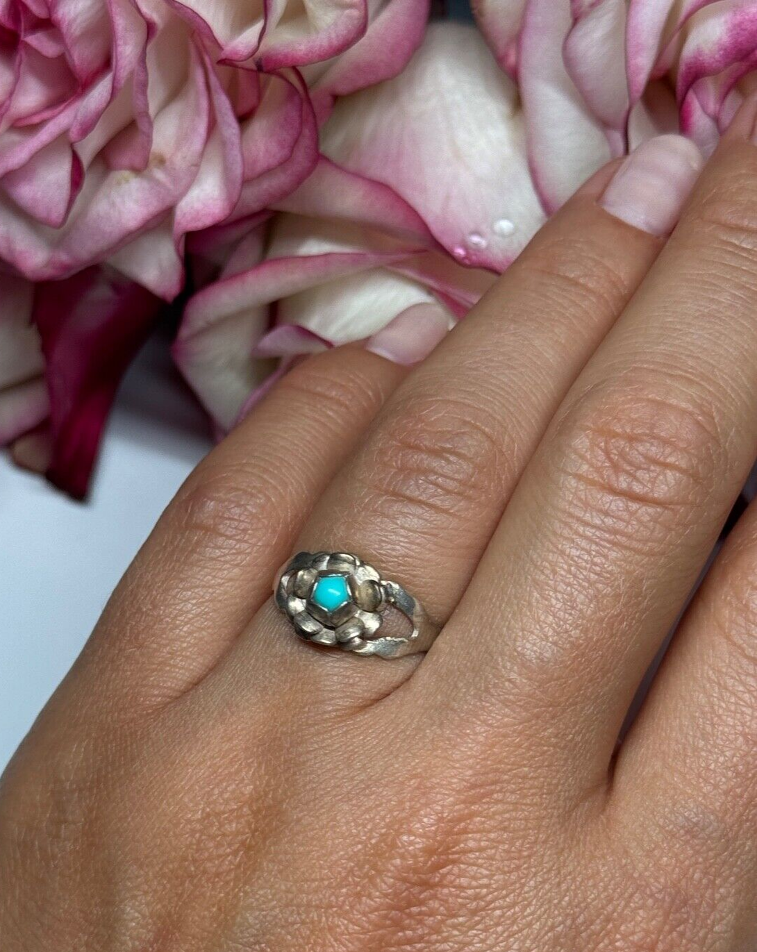 925 STERLING SILVER TURQUOISE RING SIZE 6