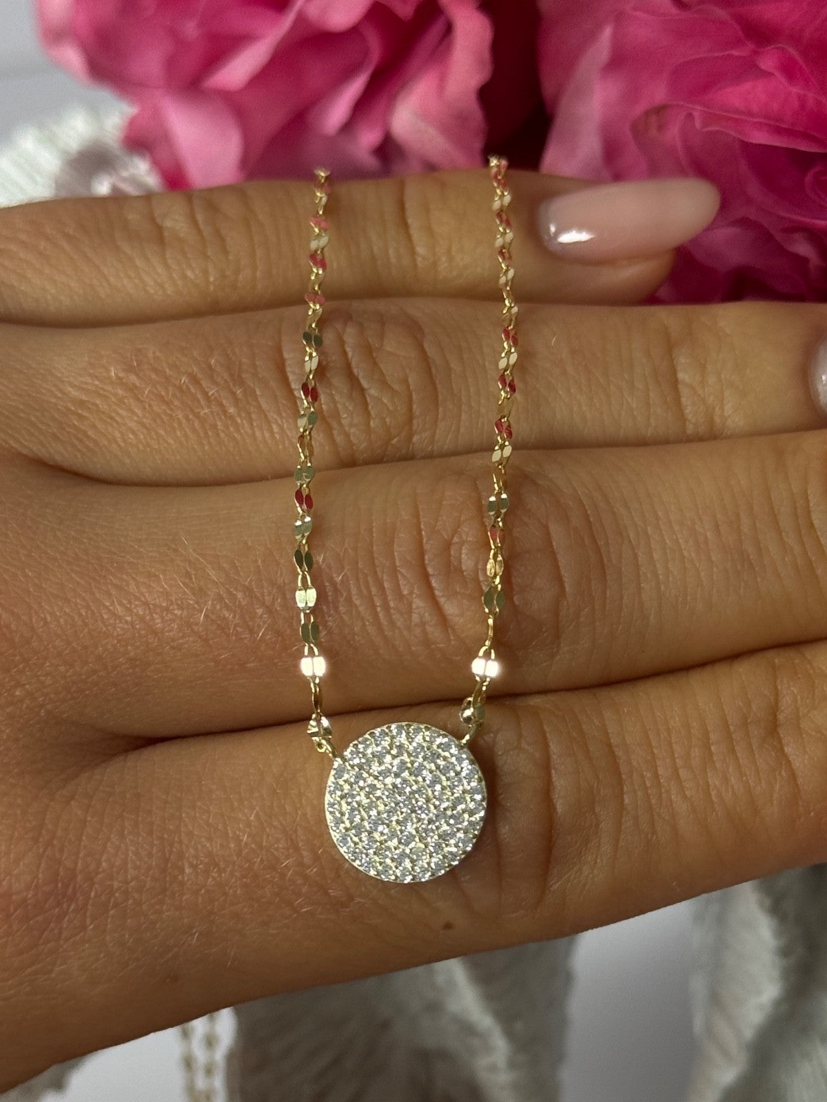 925 Sterling Silver Gold Plated Cz Necklace Length 16/18 inch