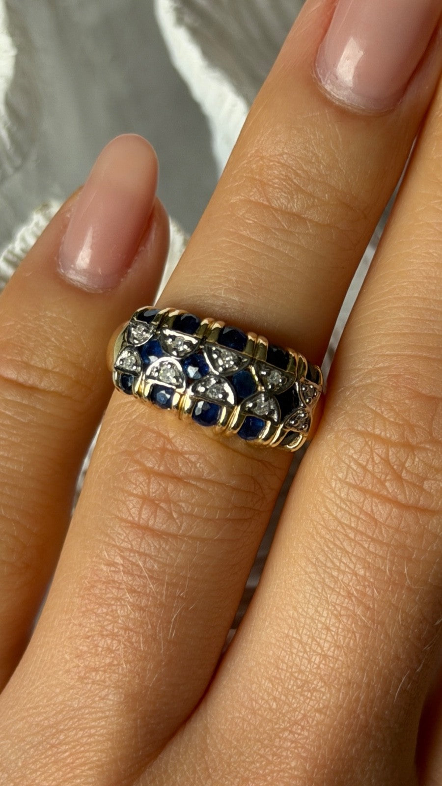 14K Yellow Gold Sapphire 0.84 ct & Diamond 0.15 ct Ring Size 5