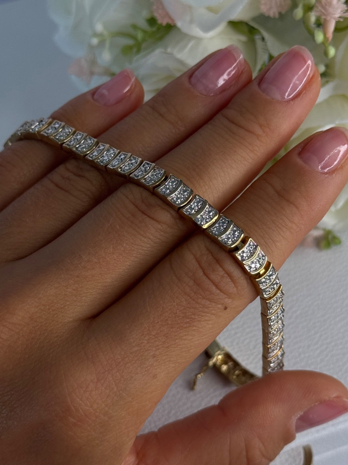 Charming 925 Sterling Silver Gold Plated Bracelet Length 8 Inch