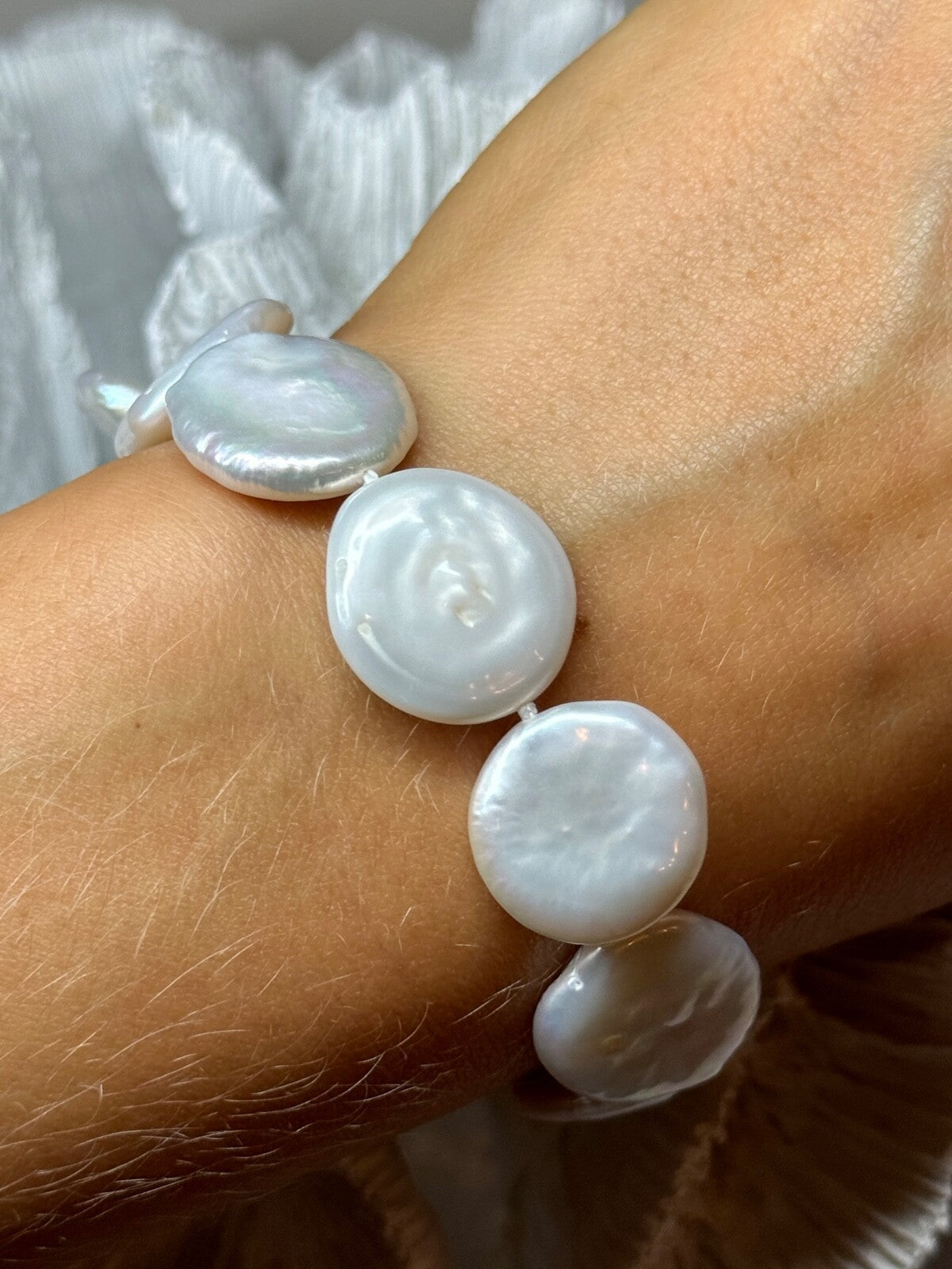 925 Sterling Silver Water Fresh Pearl Bracelet Length 8 Inch