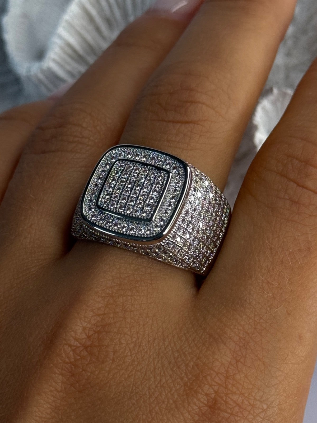 Men'S 925 Sterling Silver CZ Ring Size 12