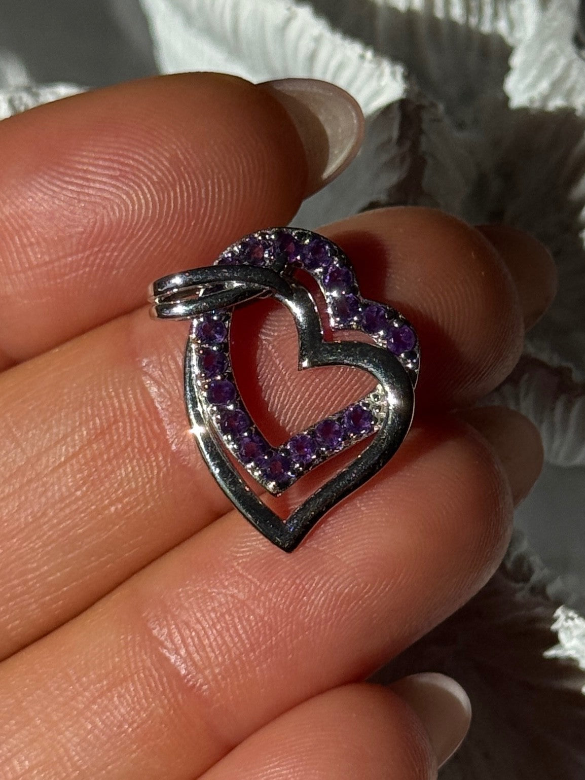 925 Sterling Silver Amethyst Heart Pendant