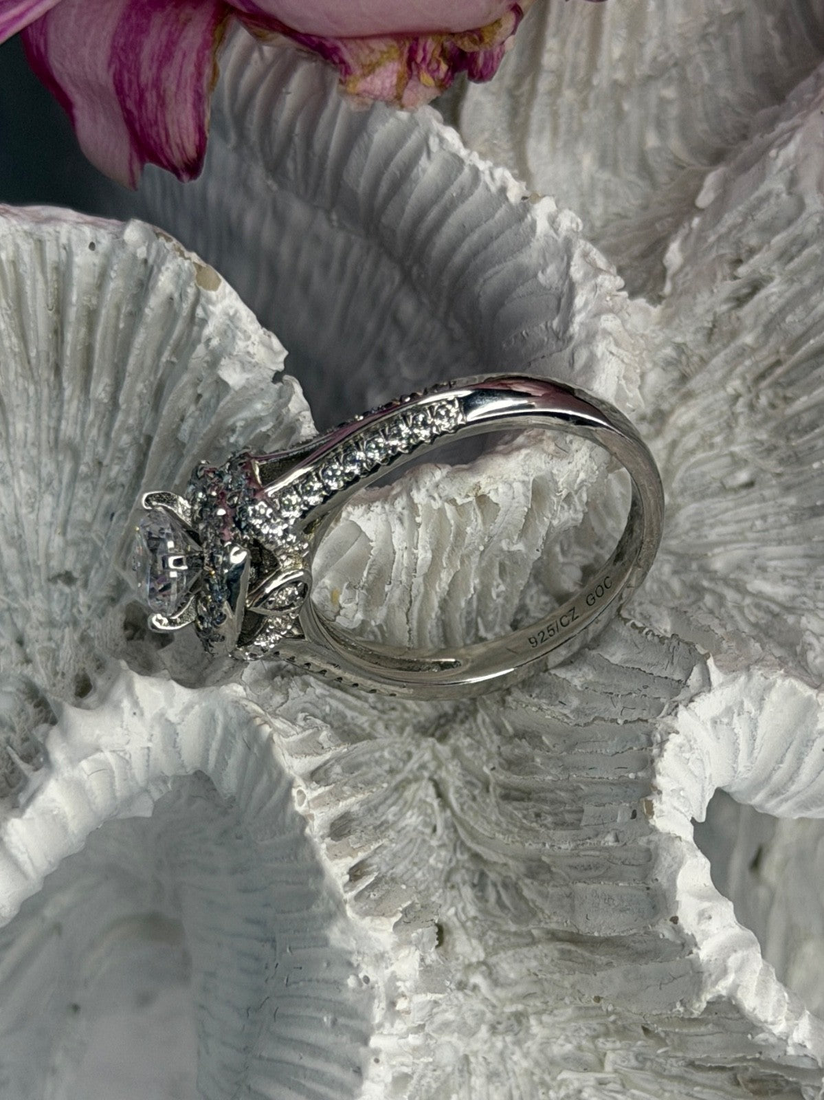GOC 925 Sterling Silver tcw 1.34 Cz Ring Size 7