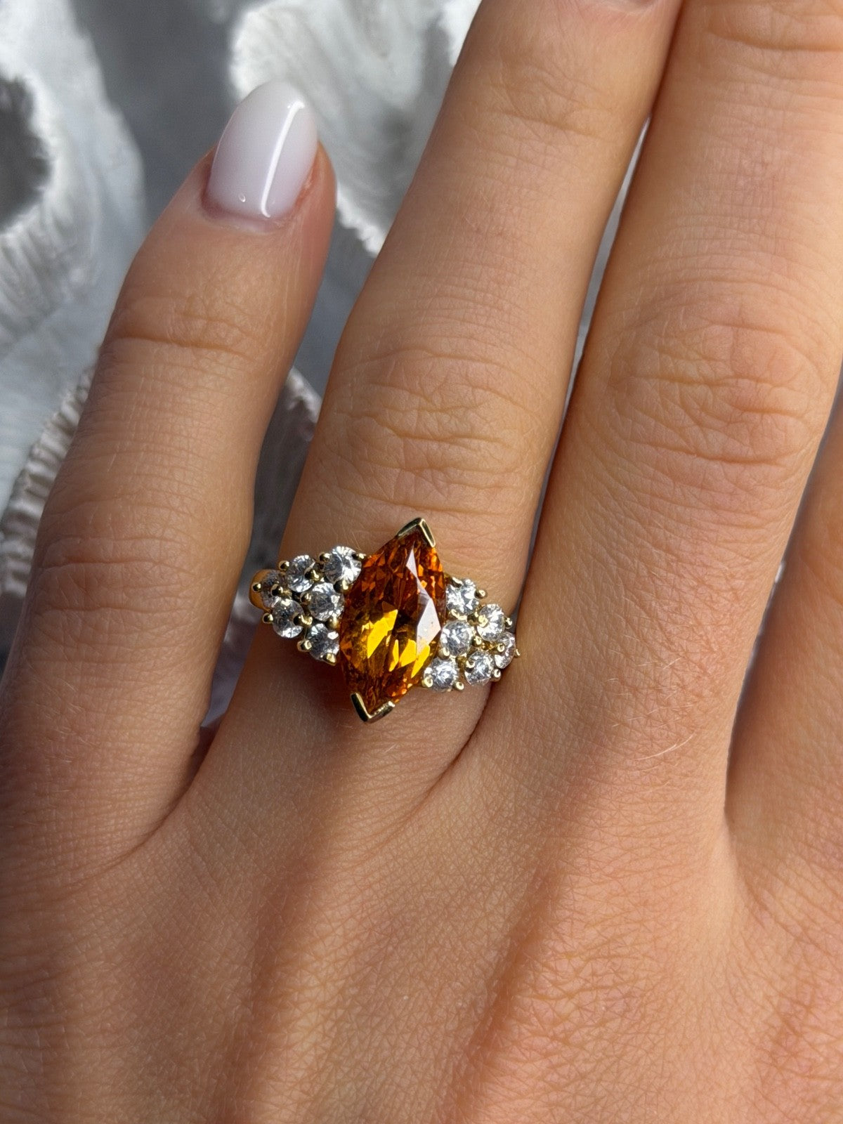 925 Sterling Silver Gold Plated Cz Ring Size 6.5