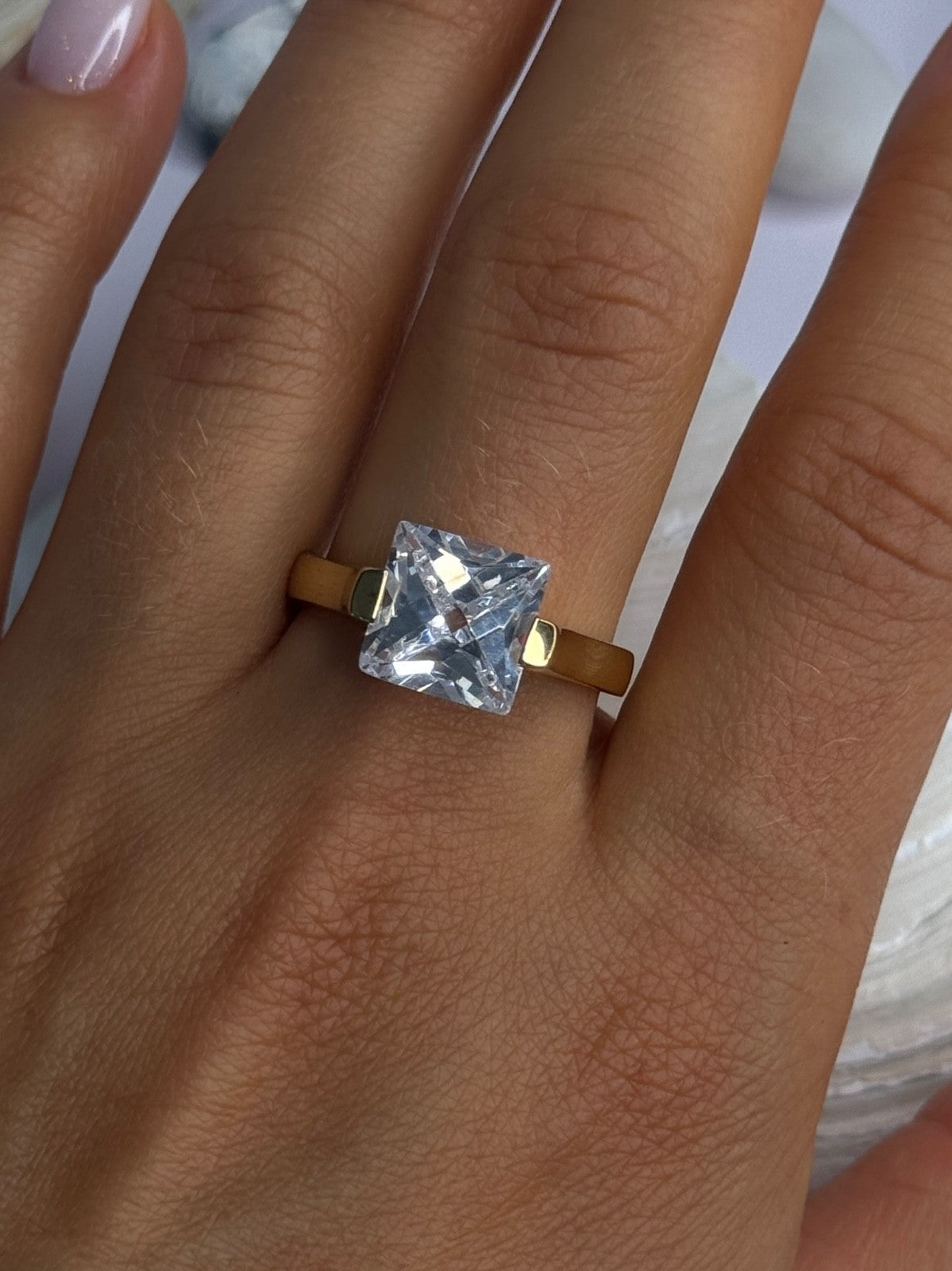 Classy Design 925 Sterling Silver Gold Plated Cz Ring Size 10
