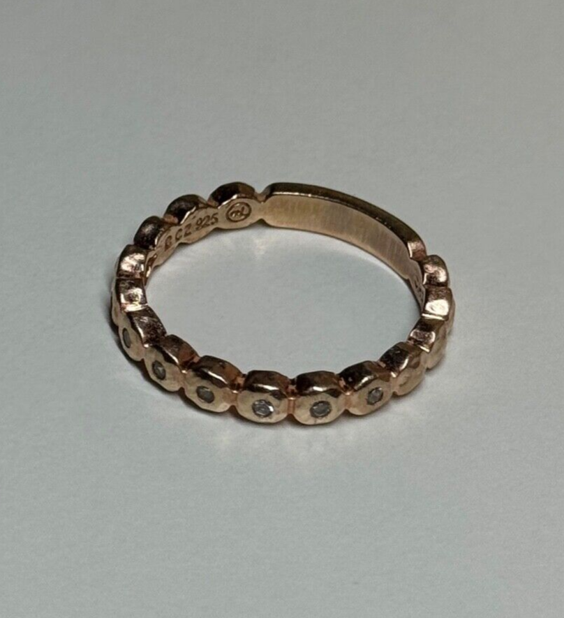 925 Sterling Silver Gold Plated CZ Ring Size 7