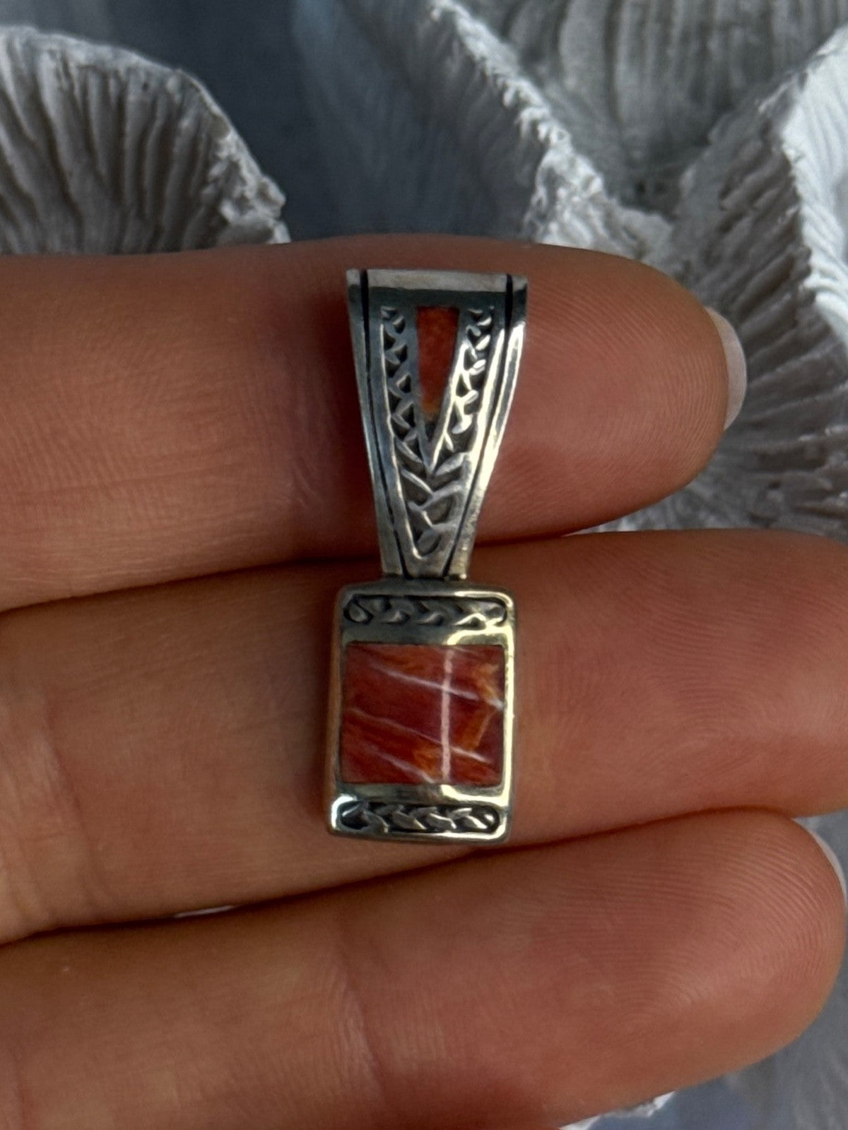 Vintage 925 Sterling Silver Carnelian Pendant Length 1.20 Inch