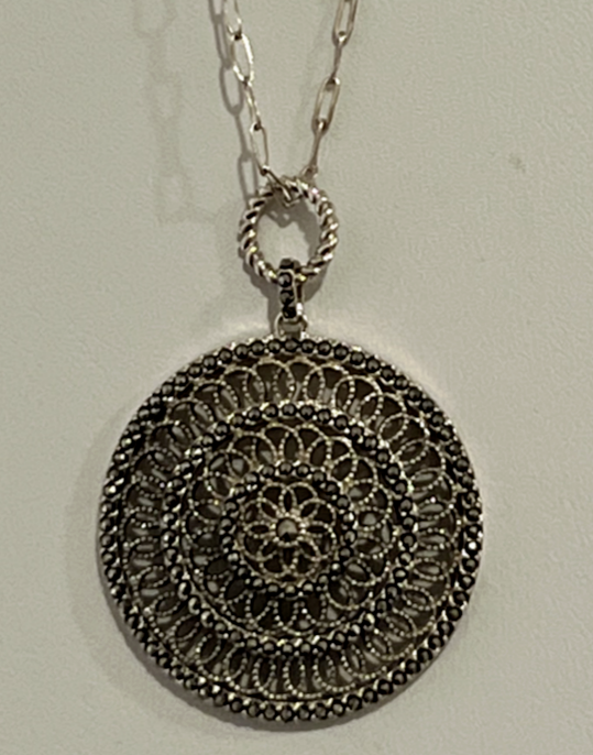 925 Sterling Silver Marcasite Necklace