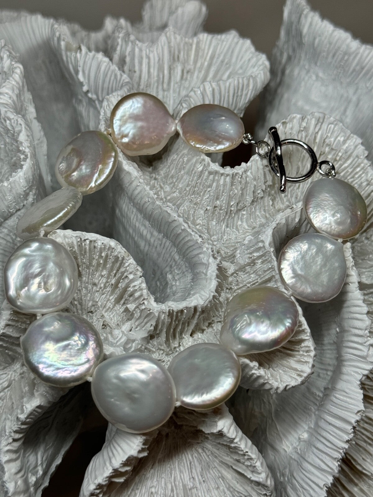 925 Sterling Silver Water Fresh Pearl Bracelet Length 8 Inch