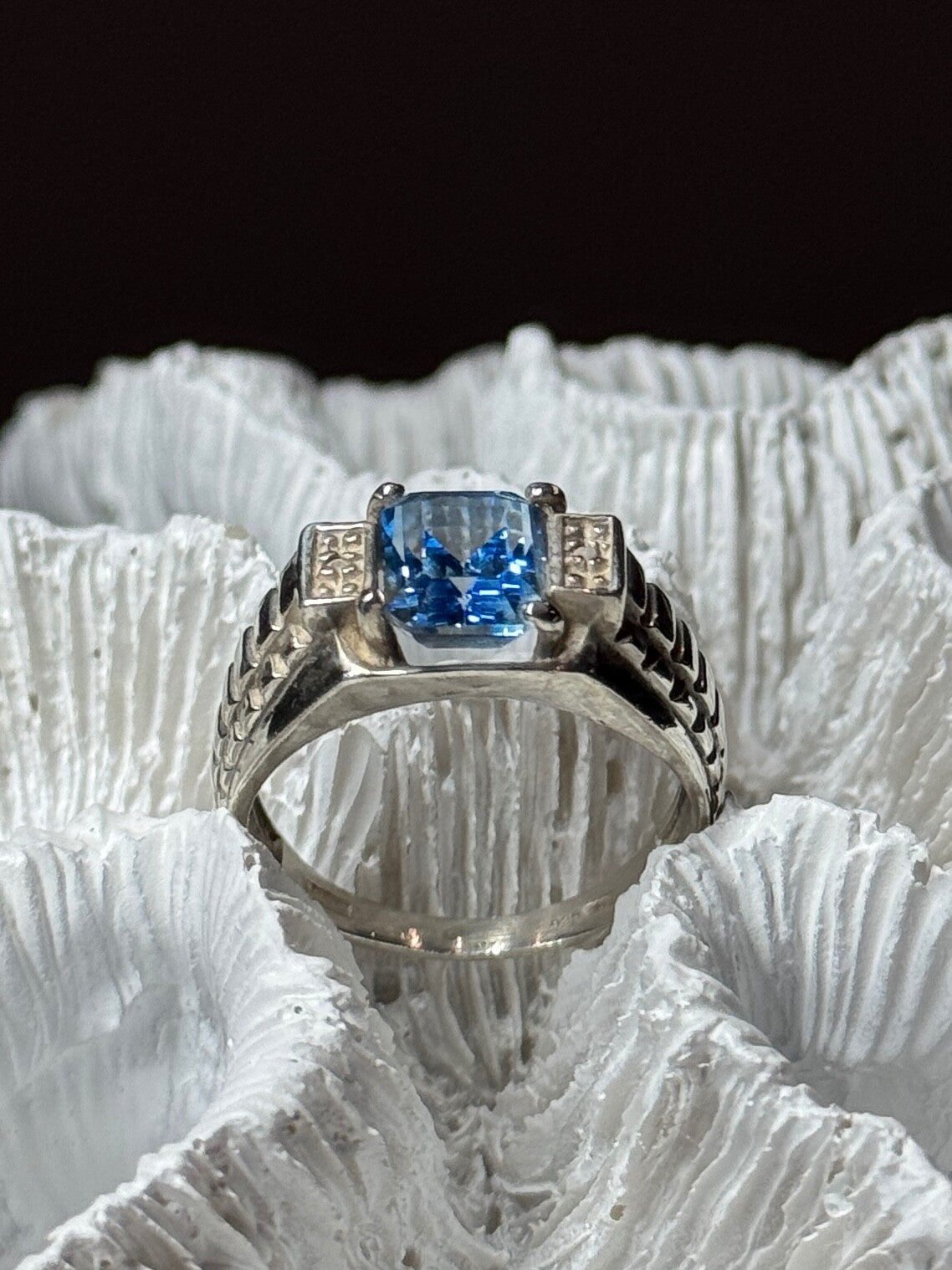 925 Sterling Silver Spinel Men'S Ring Size 8.5