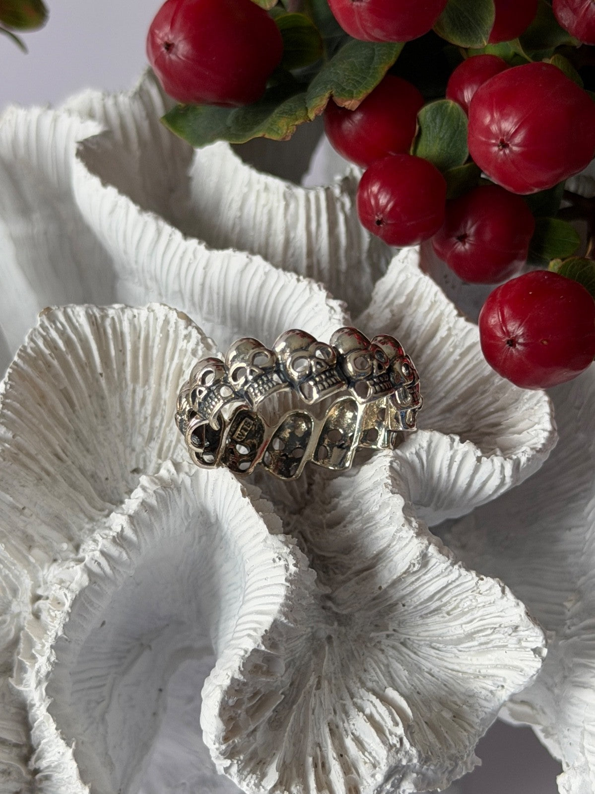Multi-Skull Band 925 Sterling Silver Ring Size 14
