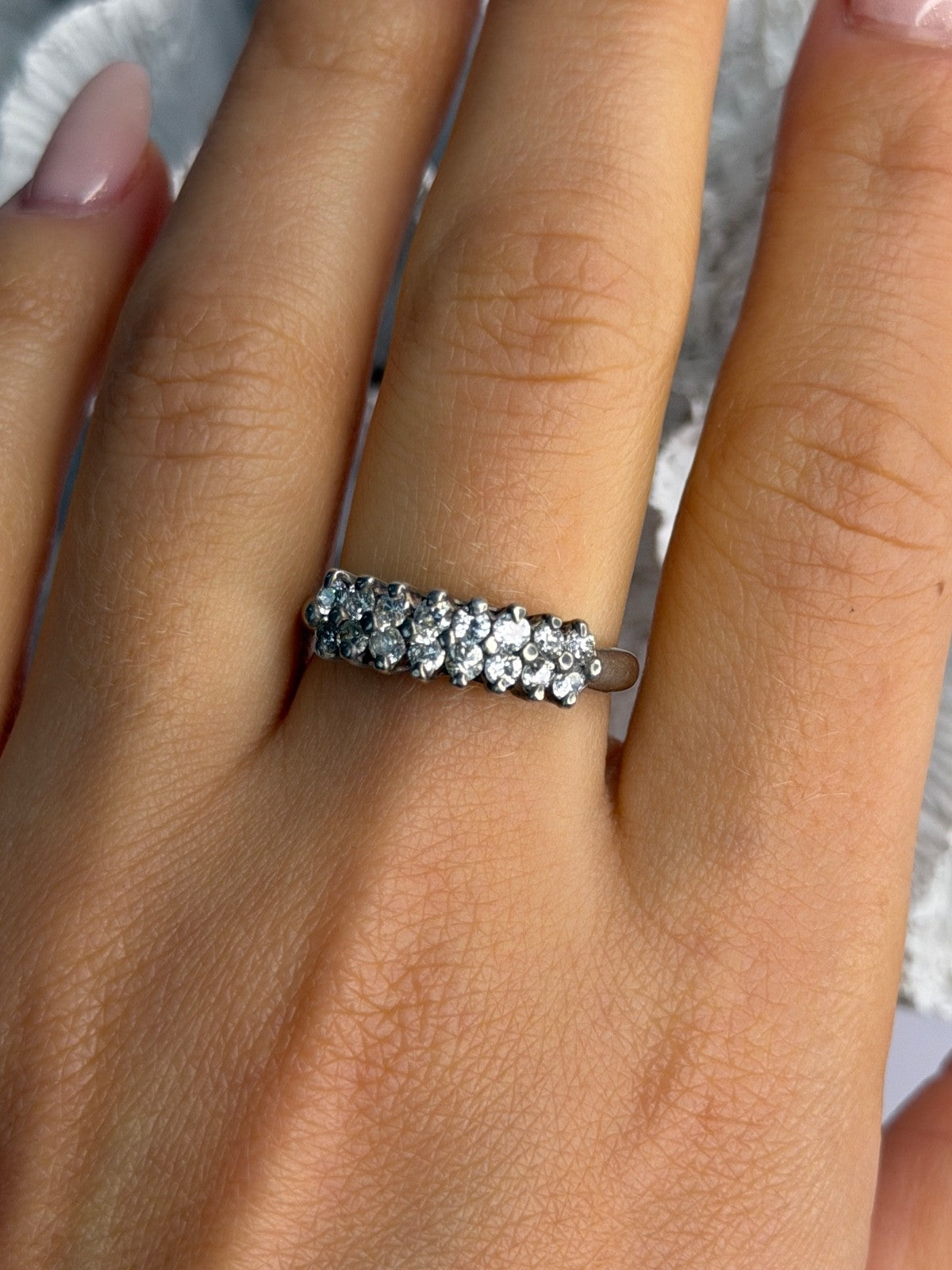 925 Sterling Silver Cz Ring Size 9