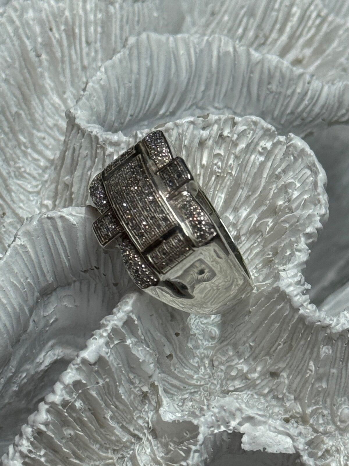925 Sterling Silver Diamonds Men'S Ring Size 9