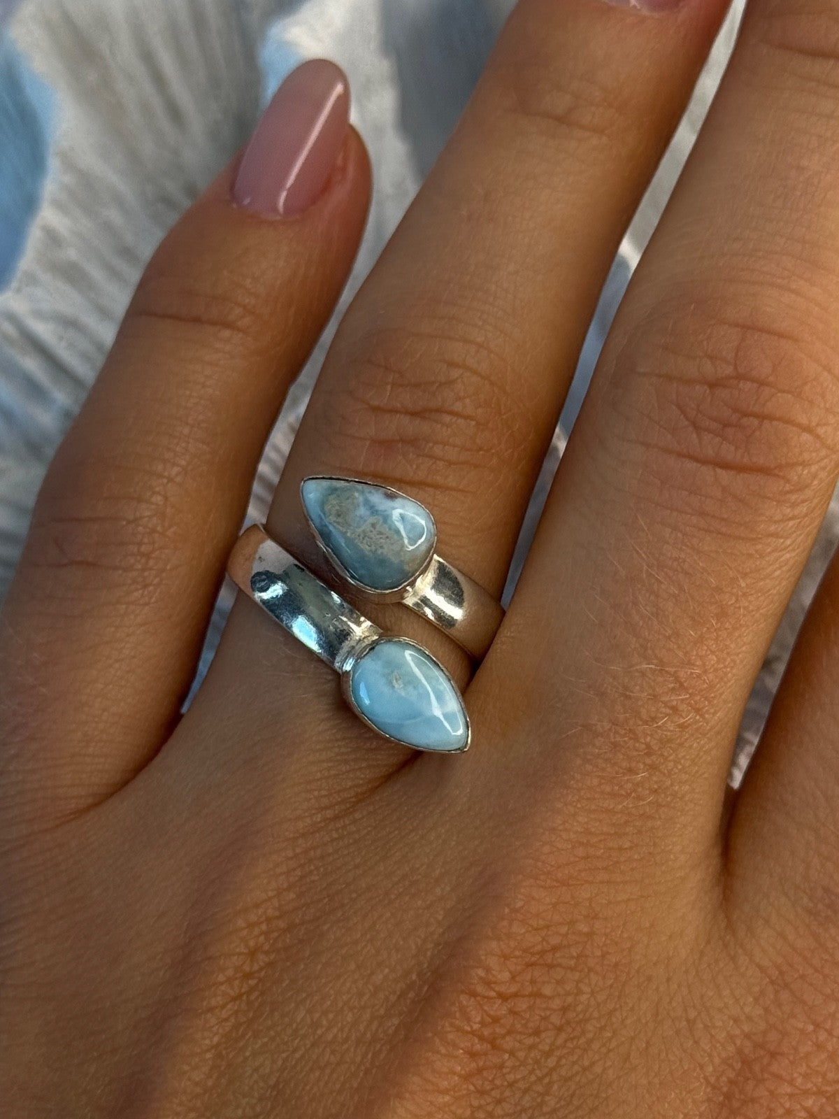 Vintage 925 Sterling Silver Larimar Ring Size 7