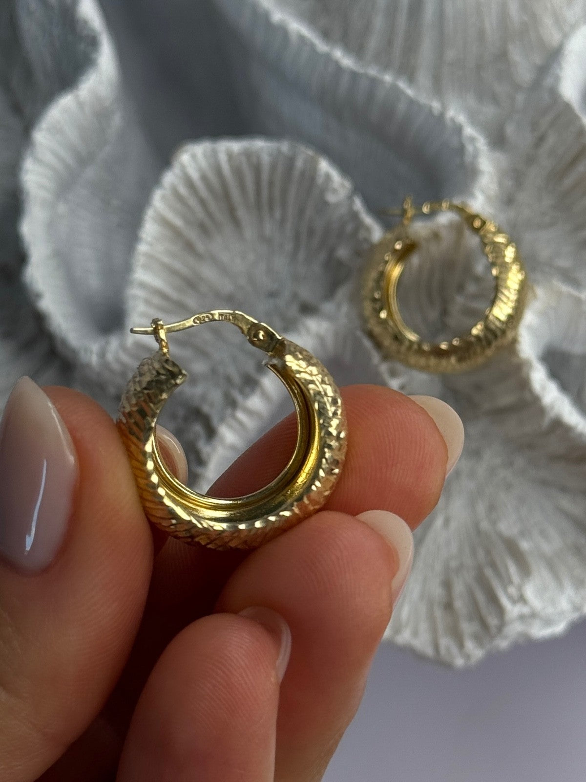 Aesthetic Italy 925 Sterling Silver Gold Plated Earrings Length 0.80 Inch