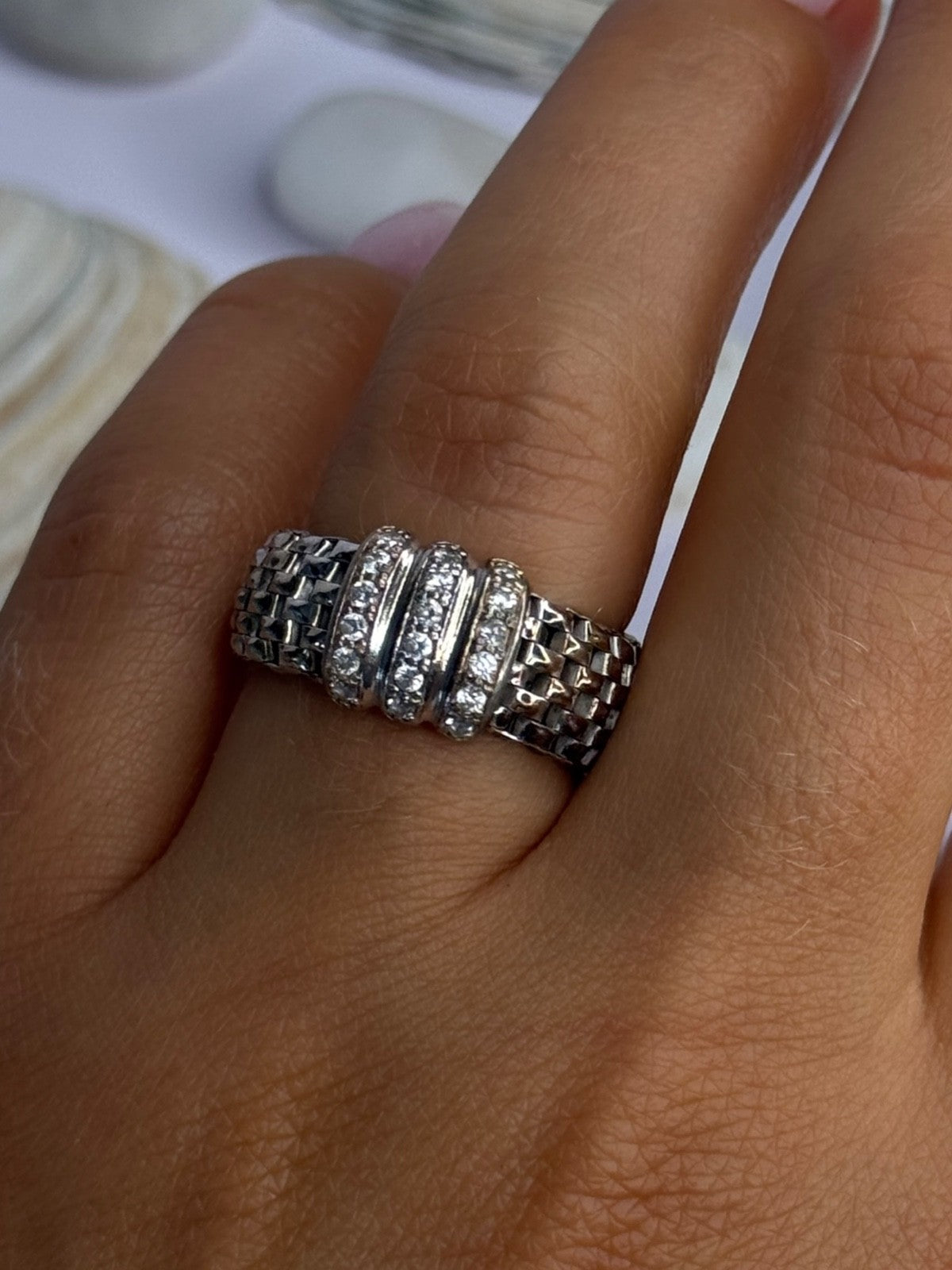 Dyadema Italy 925 Sterling Silver Cz Ring Size 9