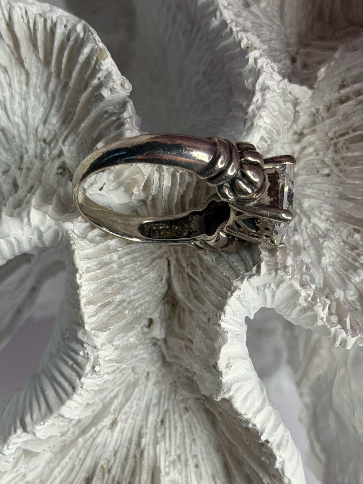 Vintage 925 Sterling Silver Cz Ring Size 8
