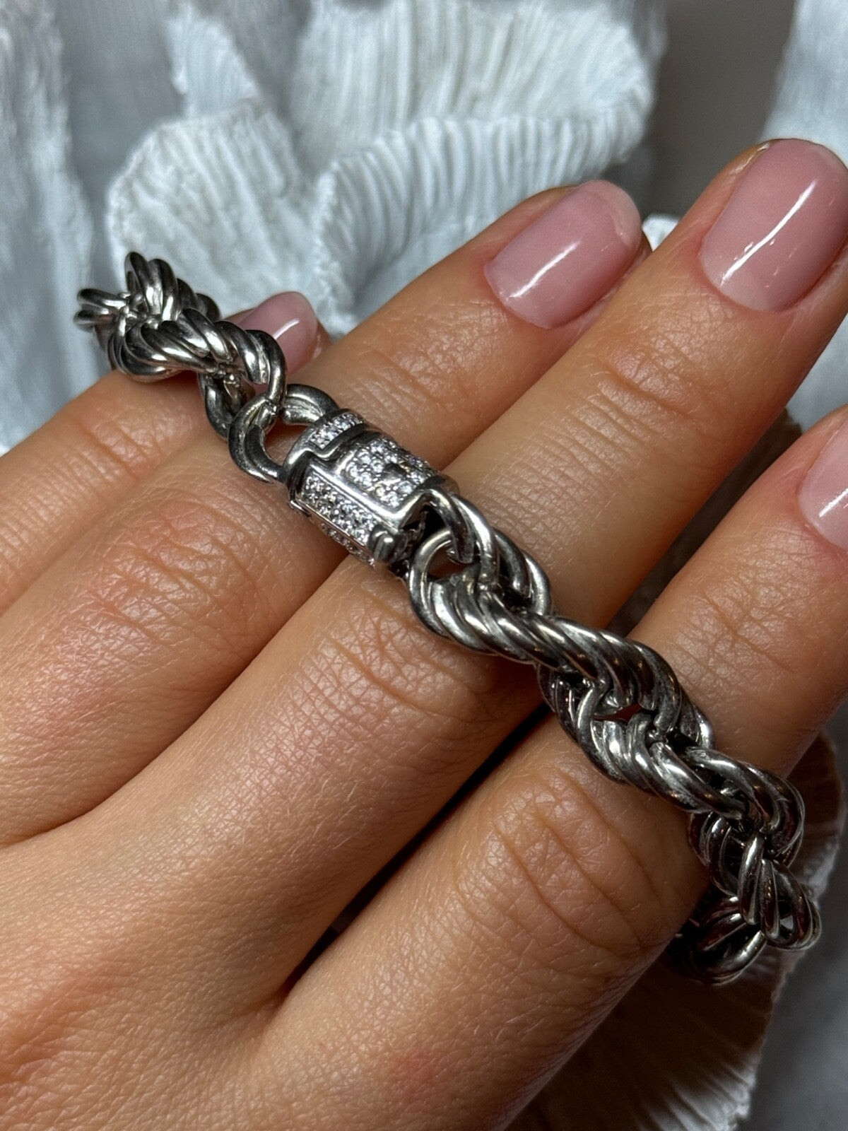 925 Sterling Silver CZ Bracelet Length 9 Inch