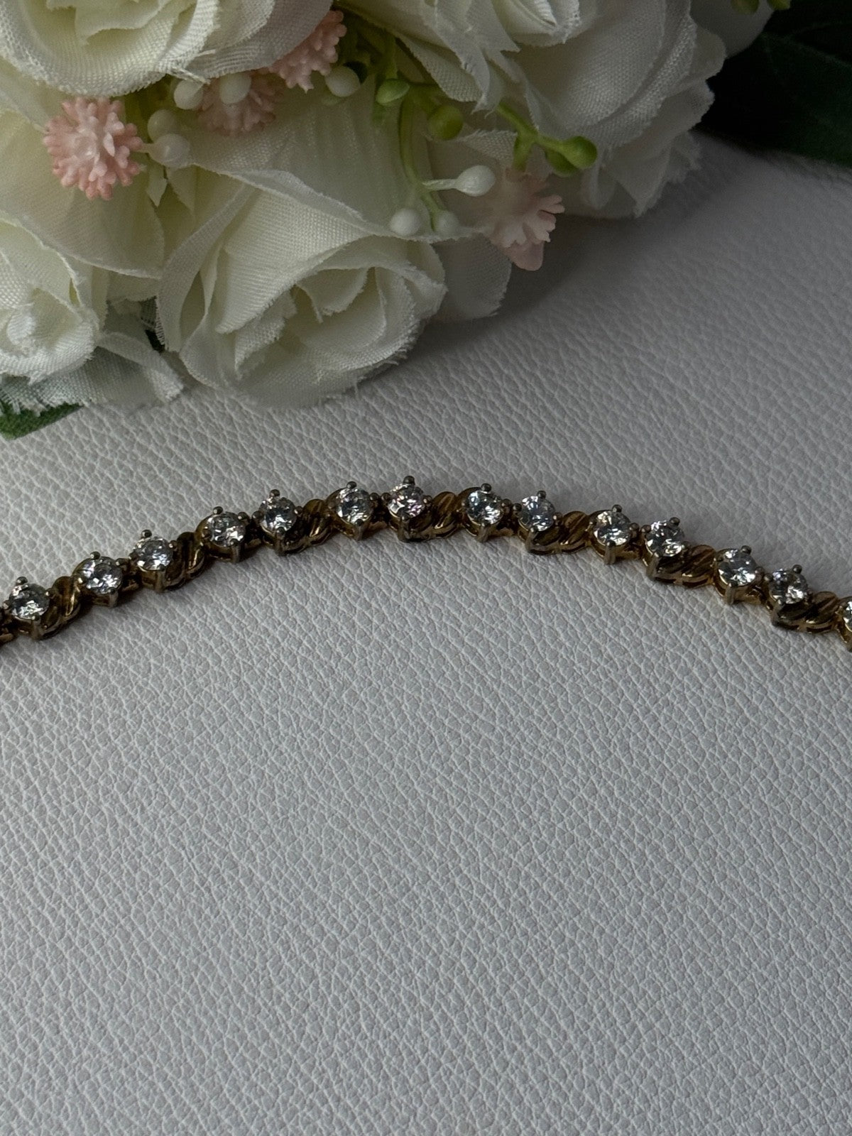925 Sterling Silver Gold Plated CZ Bracelet Length 7.5 Inch