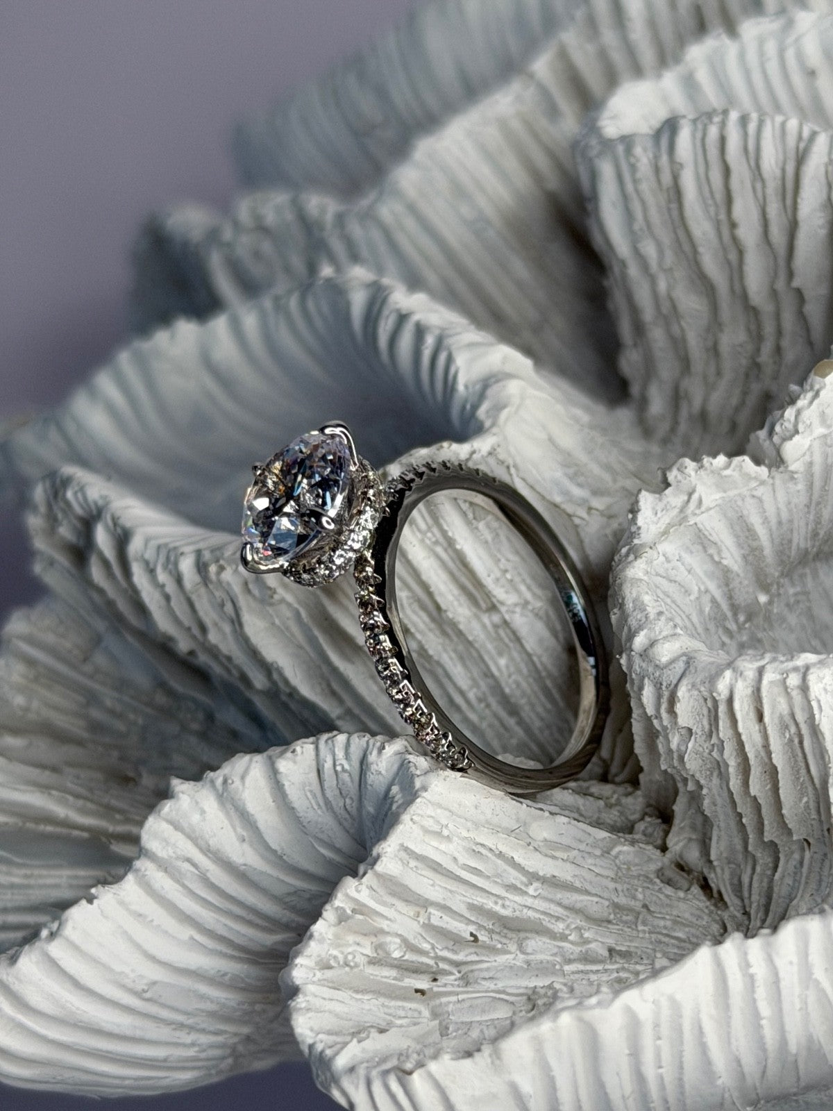 AZL 925 Sterling Silver Lab-Created Diamond Ring Size 6