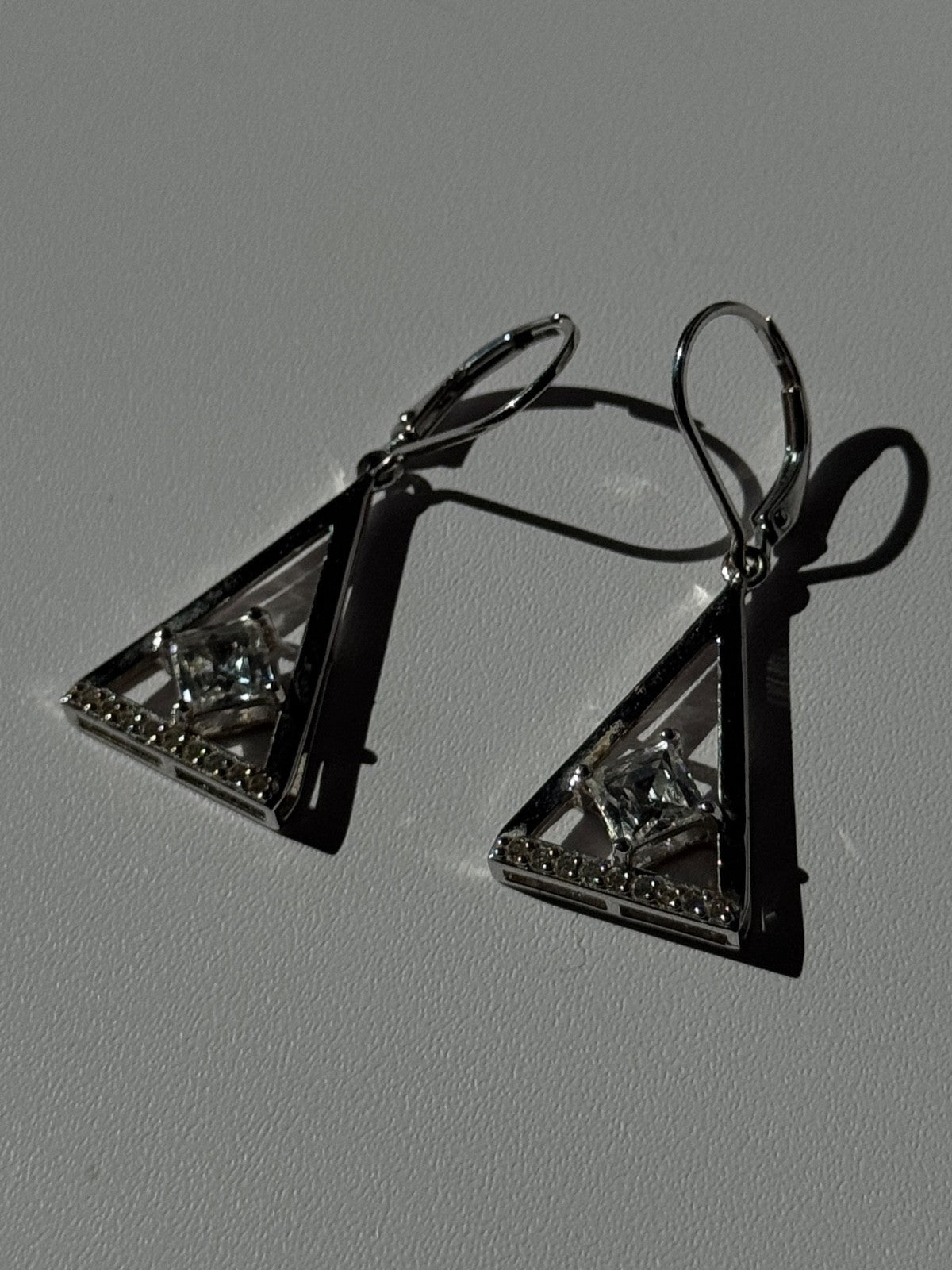 925 Sterling Silver Tycoon Cz Earrings Length 1.45 Inch