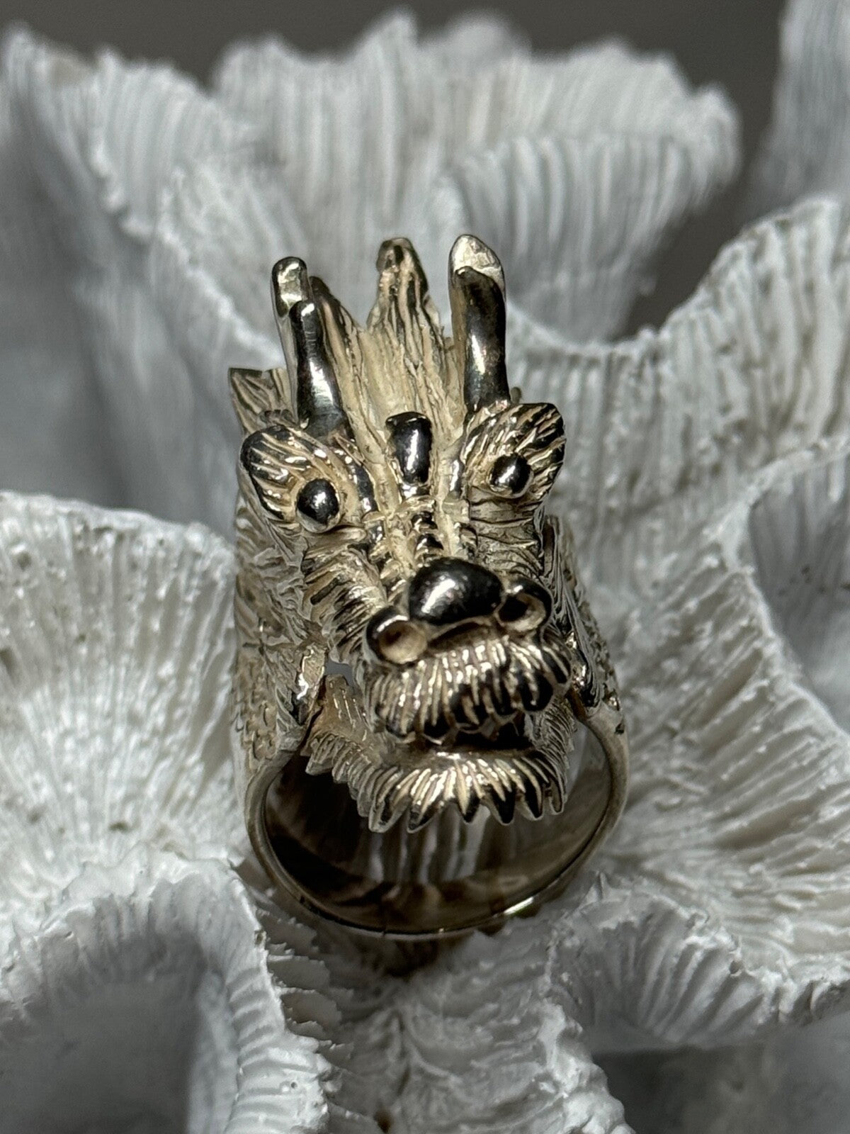 925 Sterling Silver Dragon Ring Size 11