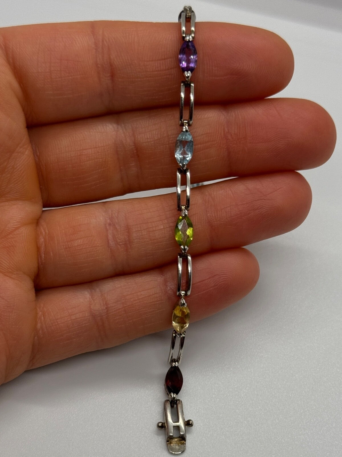 925 Sterling Silver Tourmalines Bracelet