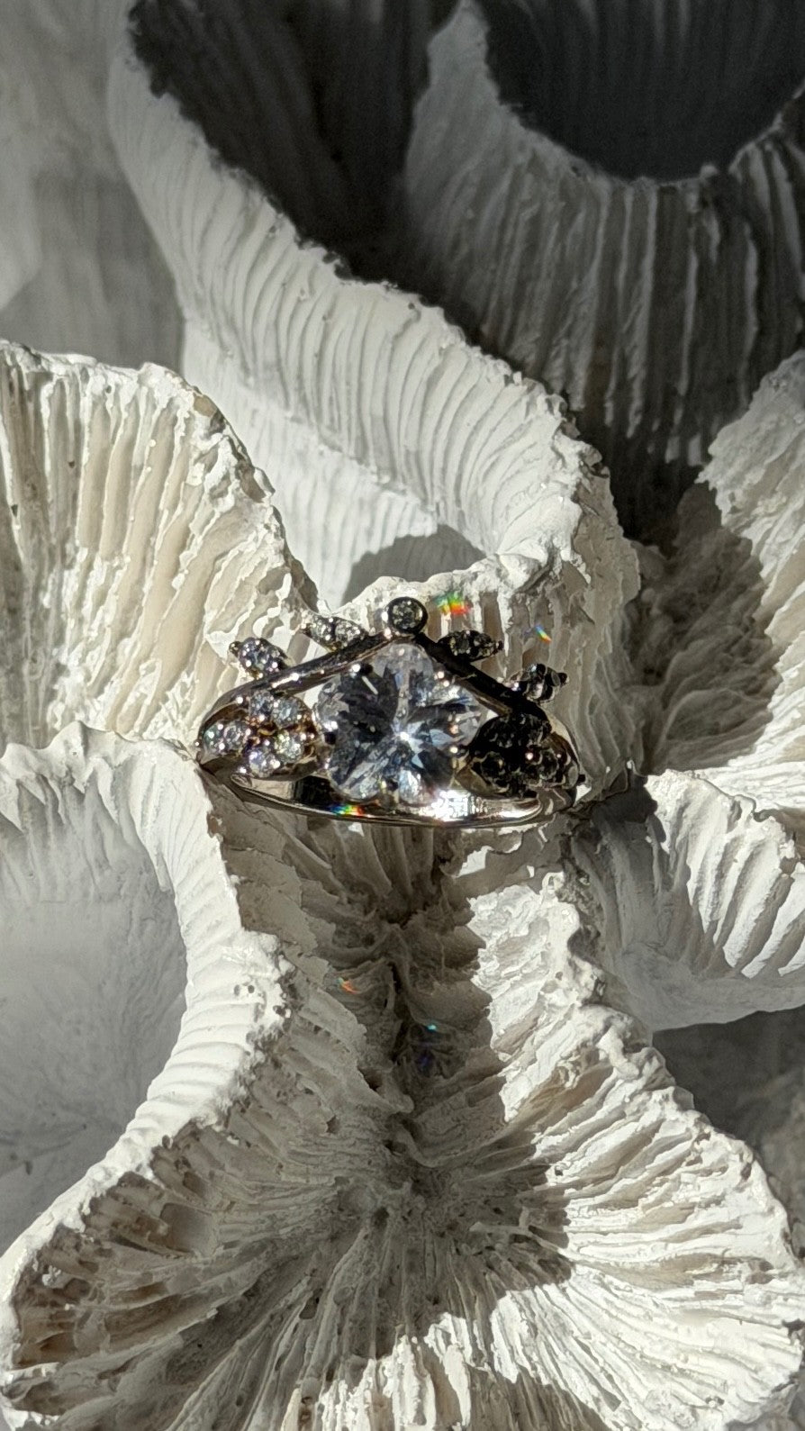 925 Sterling Silver White Topaz Flower Ring Size 5