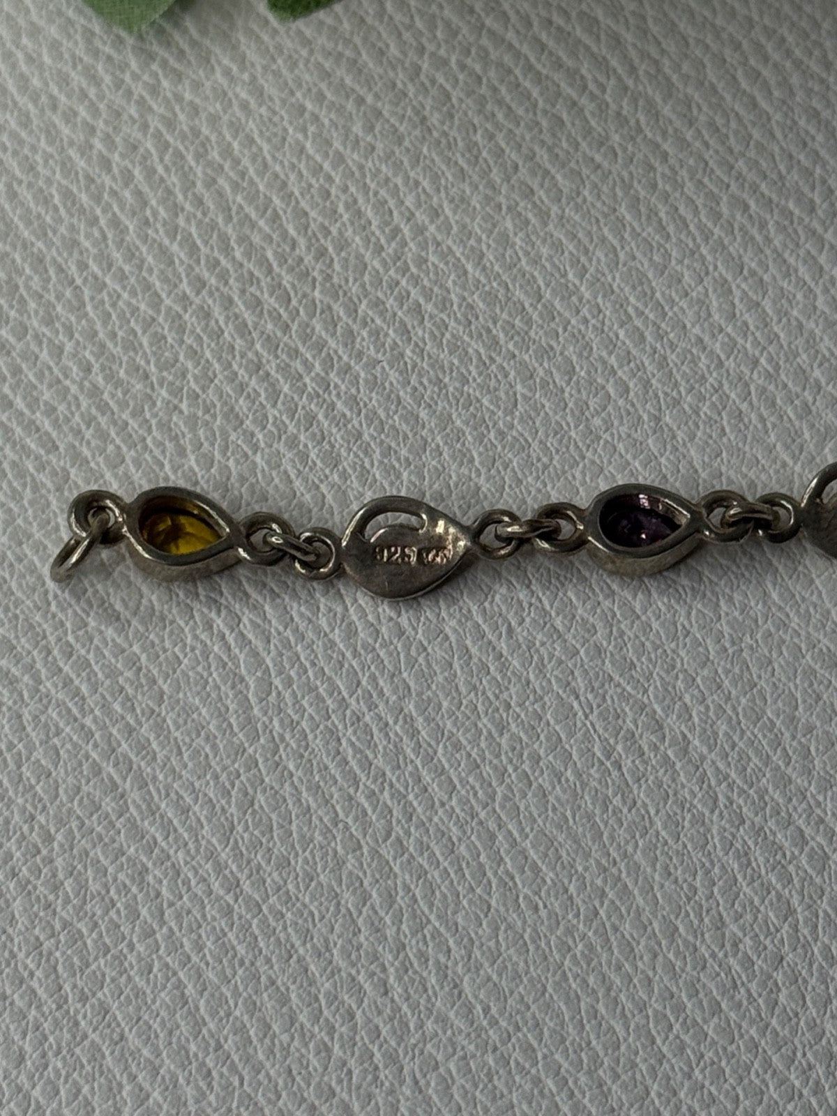 925 Sterling Silver Amethyst Citrine Garnet Peridot Topaz Bracelet Length 7.5 In