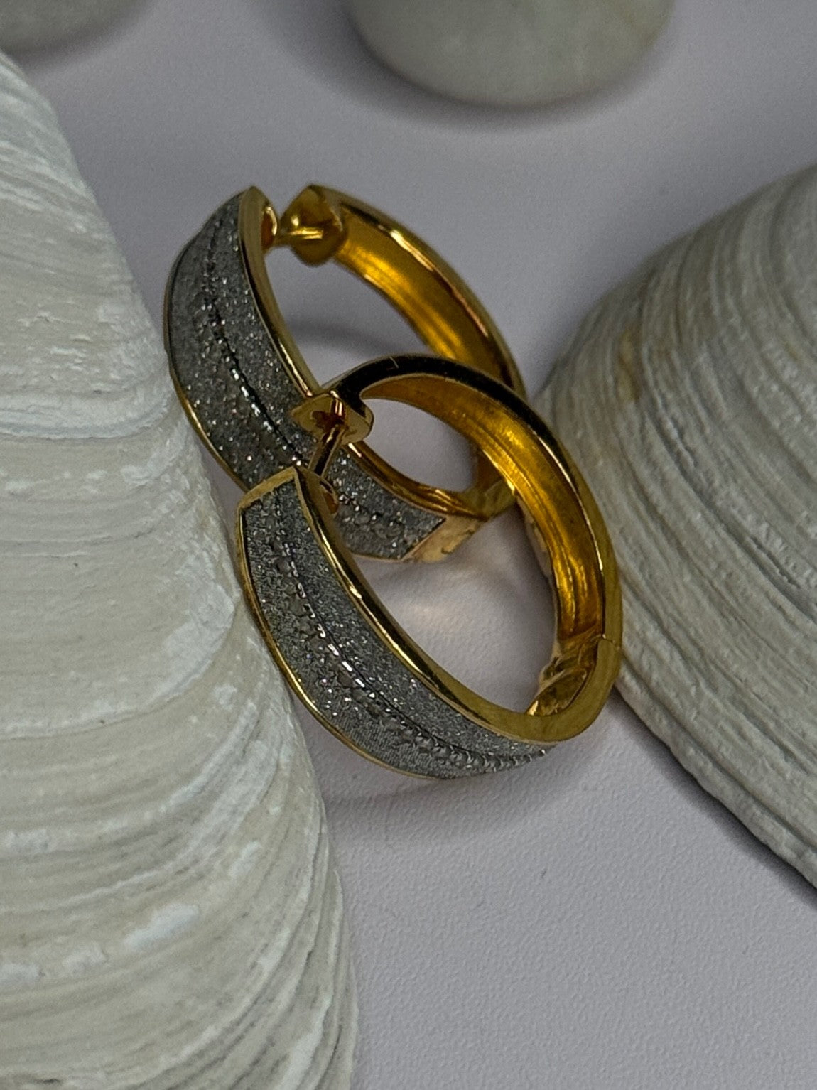 925 Sterling Silver Gold Plated CZ Earrings Length 0.8 Inch