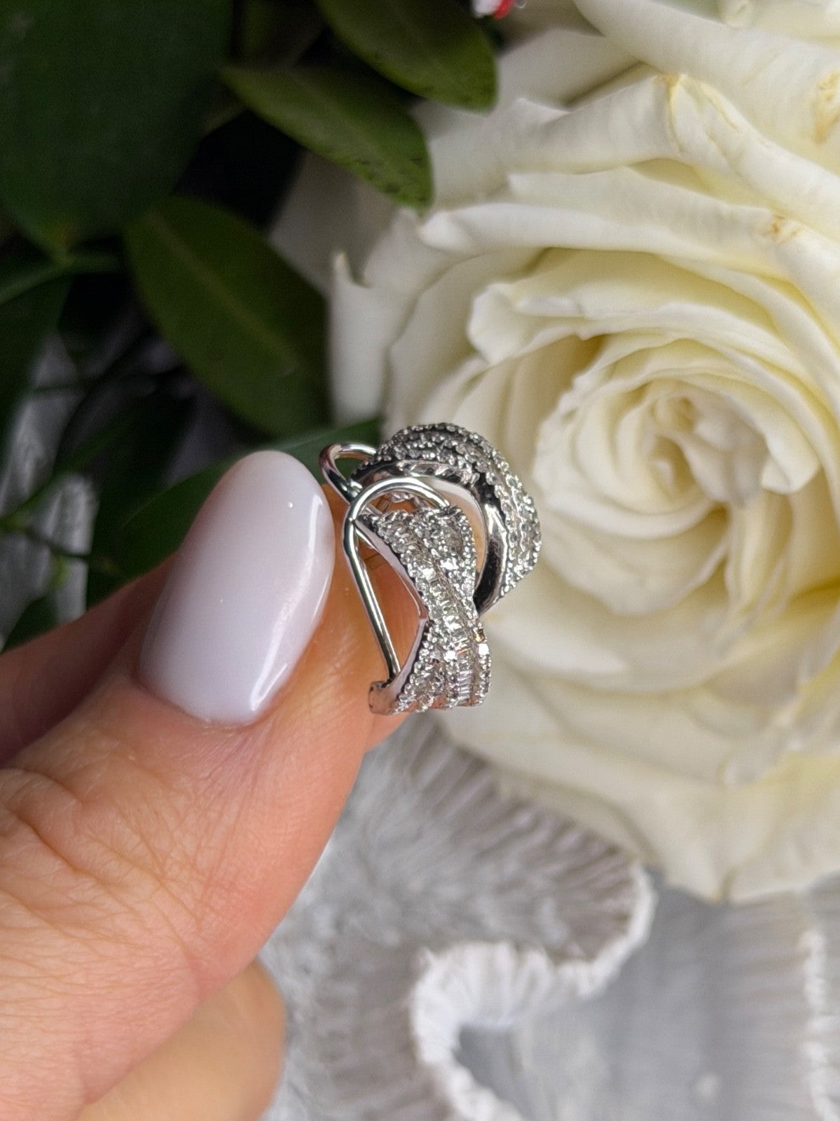 Beautiful 925 Sterling Silver White Topaz Earrings