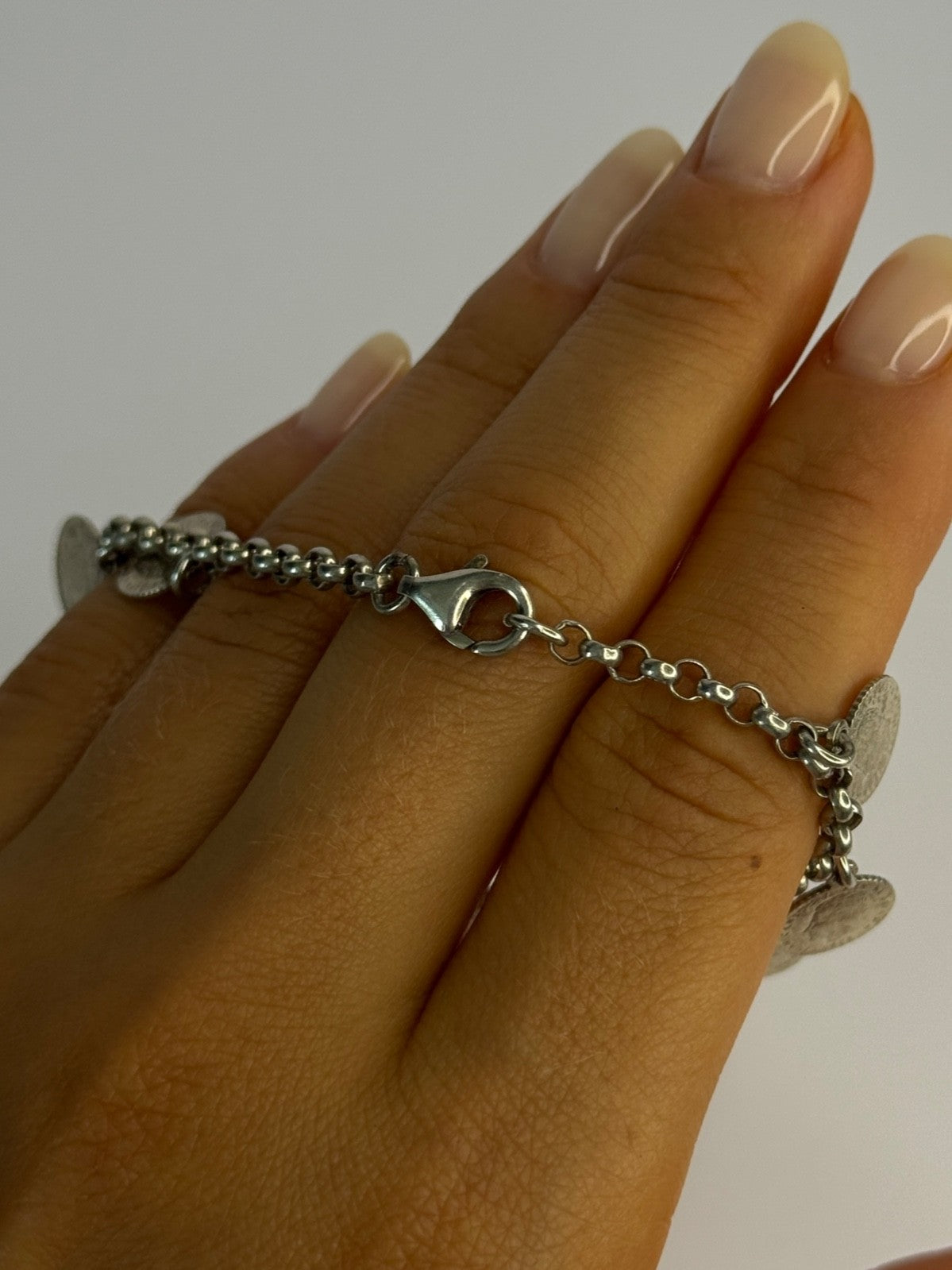 1975 Juan Carlos 925 Sterling Silver Bracelet Spanish Coin Length 7