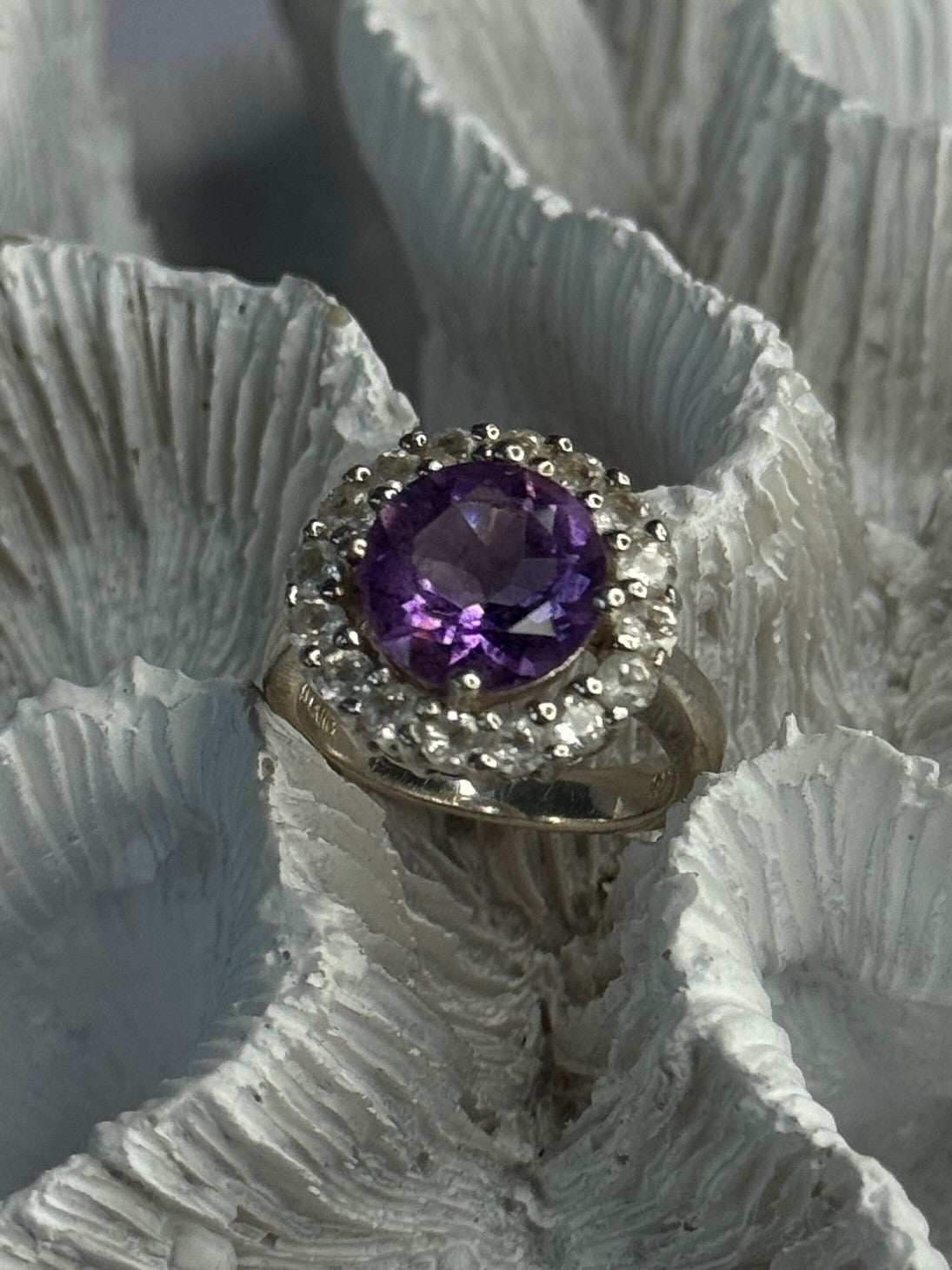 925 Sterling Silver Amethyst & Beryl Ring Size 5.5