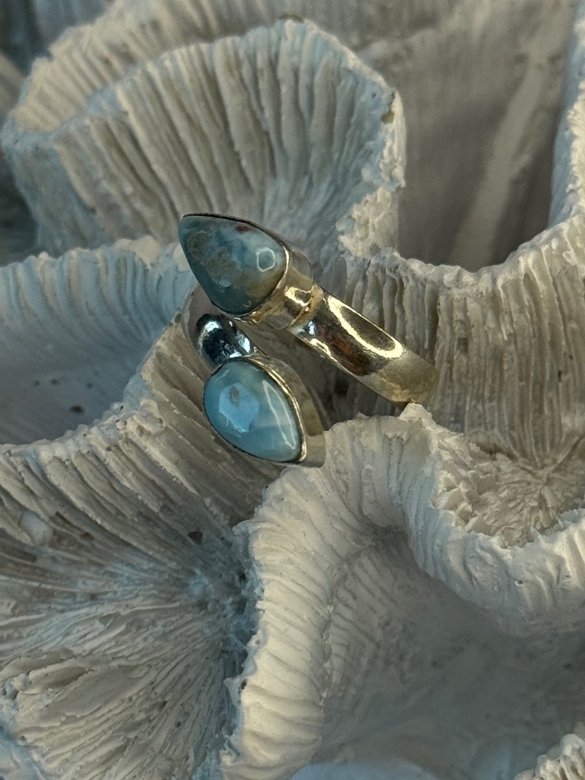 Vintage 925 Sterling Silver Larimar Ring Size 7