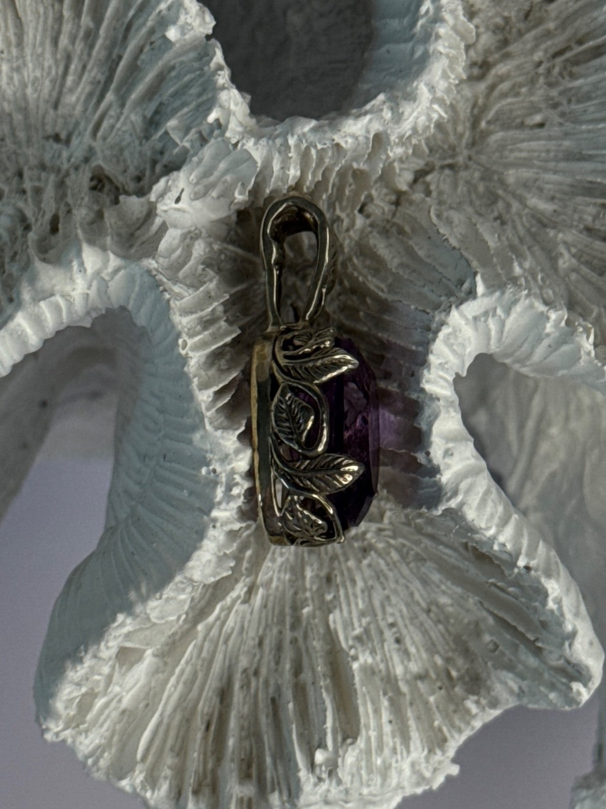 Elegant 925 Sterling Silver Amethyst Pendant Length 1 Inch