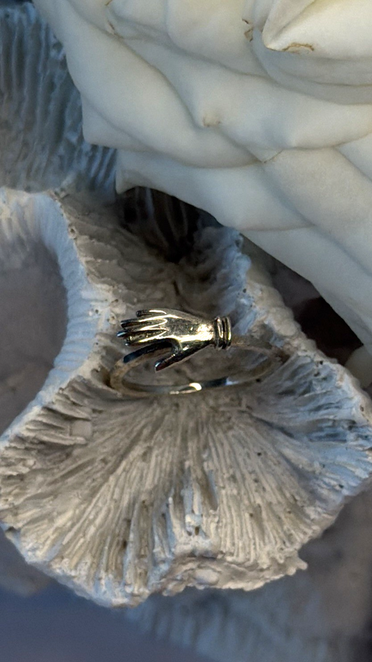 Unique Artisan 925 Sterling Silver Hand Ring Size 5