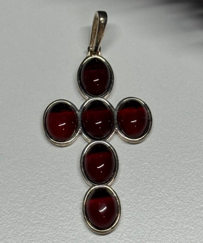 925 Sterling Silver Agate Cross