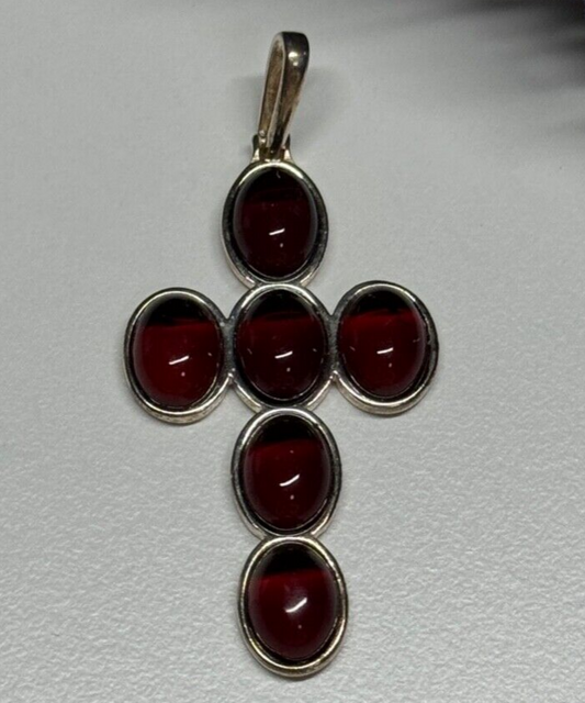 925 Sterling Silver Agate Cross