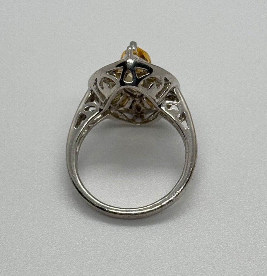 925 Sterling Silver Citrine Ring Size 6.5