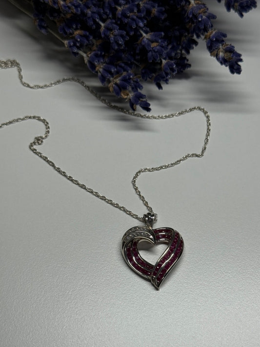 925 Sterling Silver Necklace Pink & White Spinel